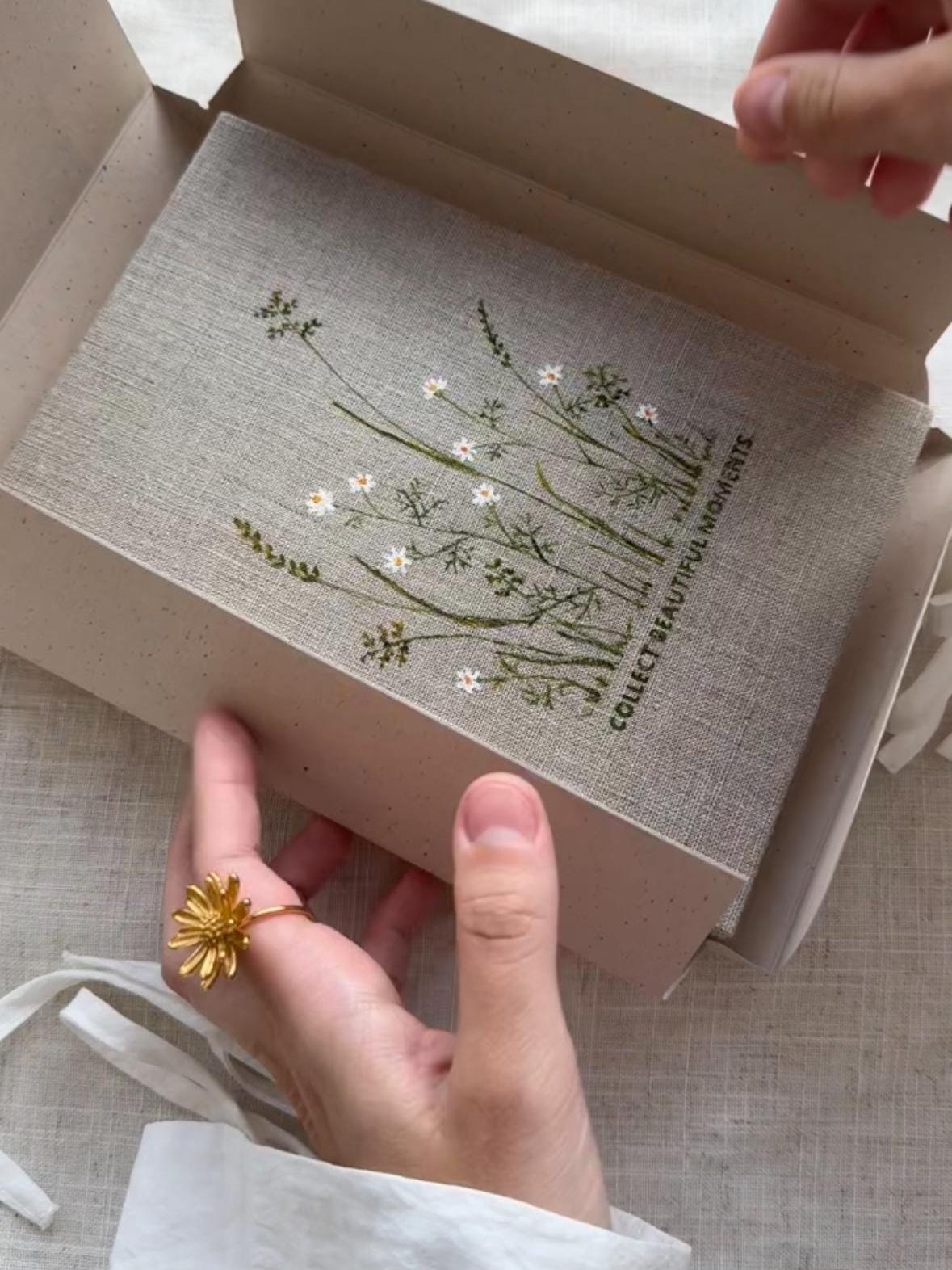 Large notebook A5 with acrylic wildflowers, one of a kind sketchbook