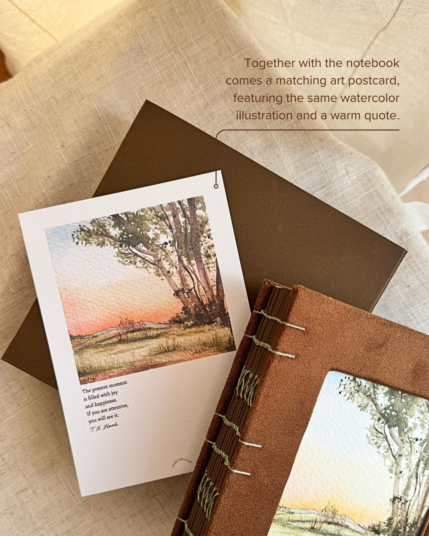 One of a kind notebook with watercolor illustration, sketchbook