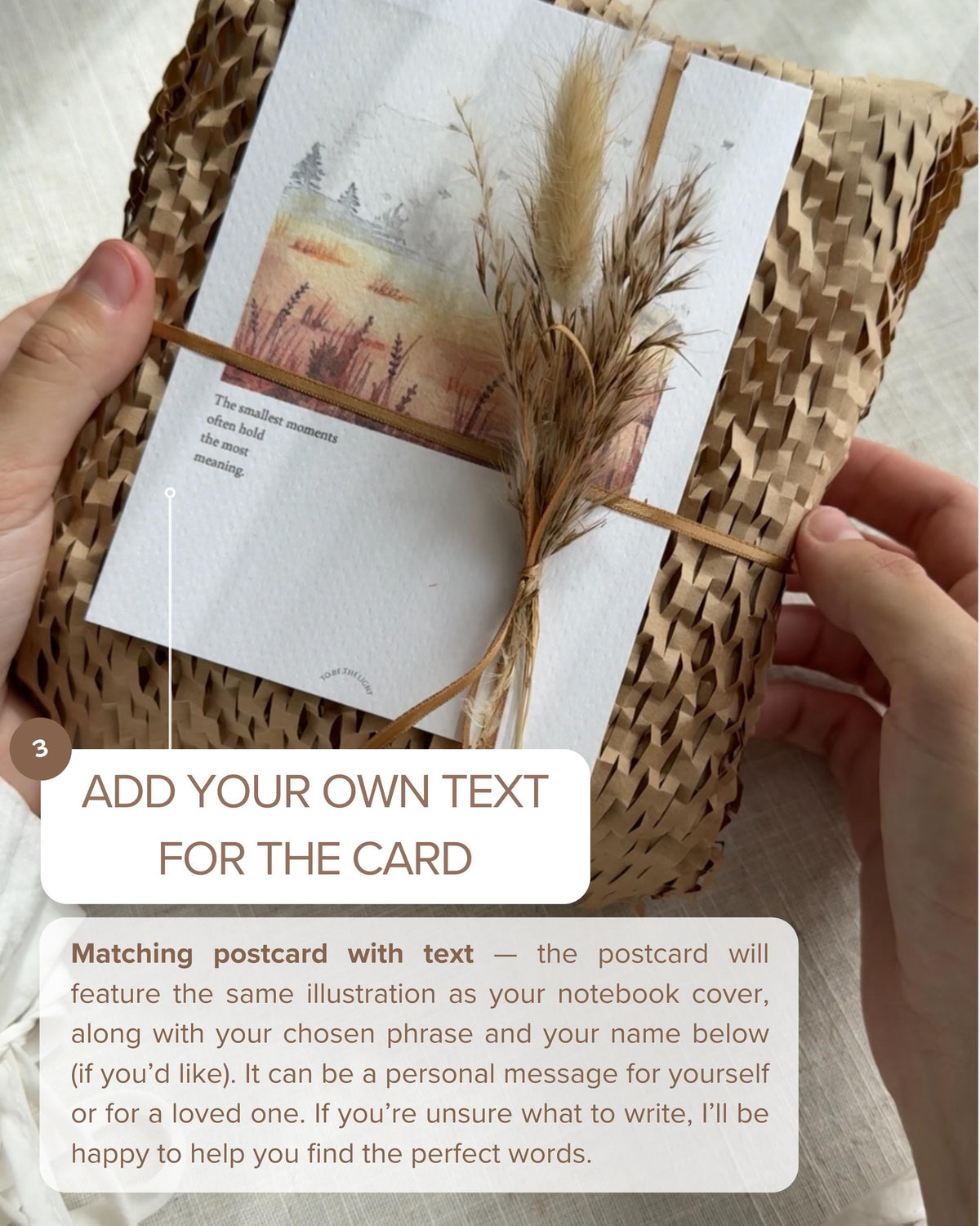 Personalized notebook with watercolor painting + postcard, custom unique gift