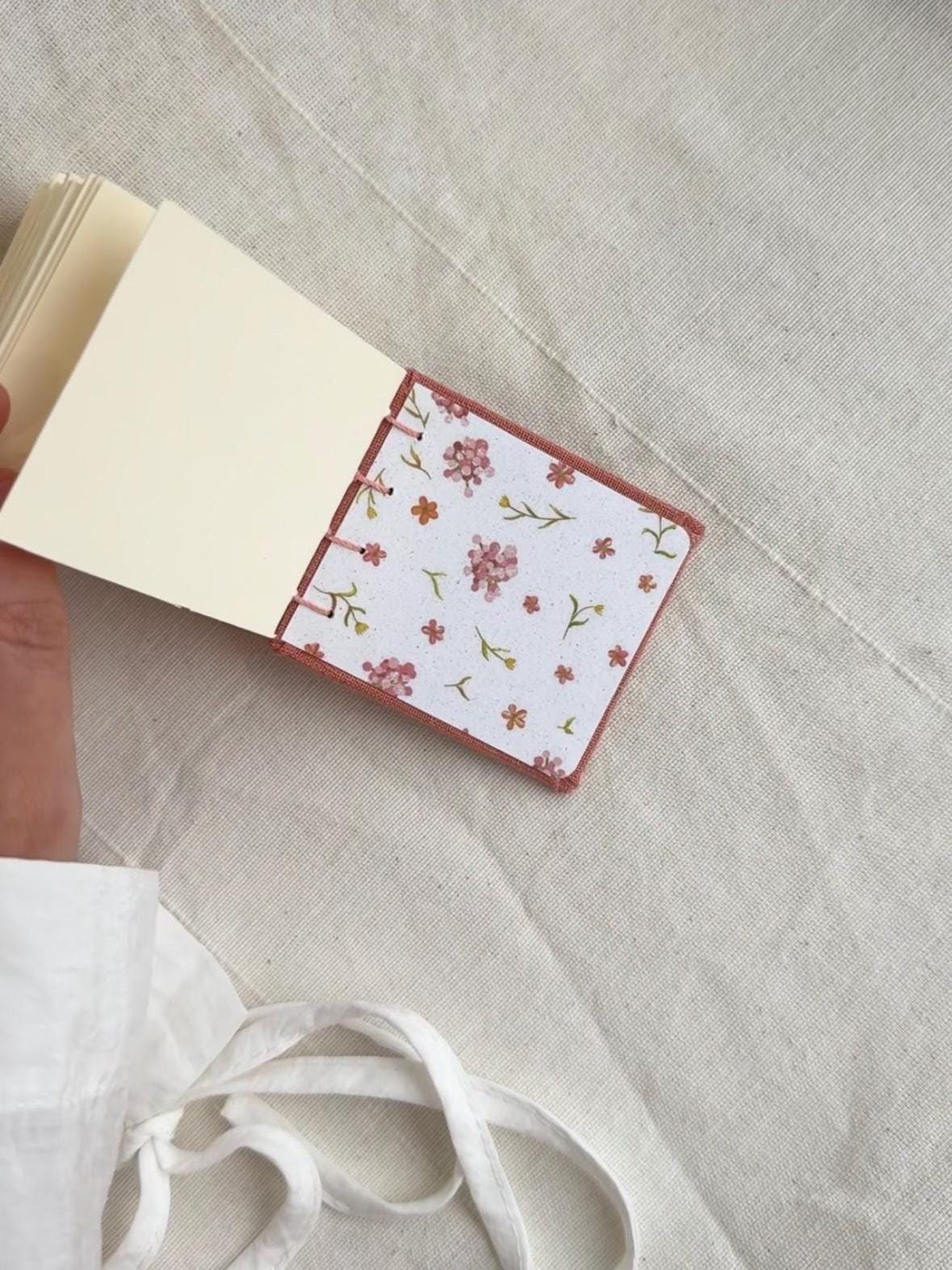 Small notebook with peony watercolour, sketchbook, mini photo book