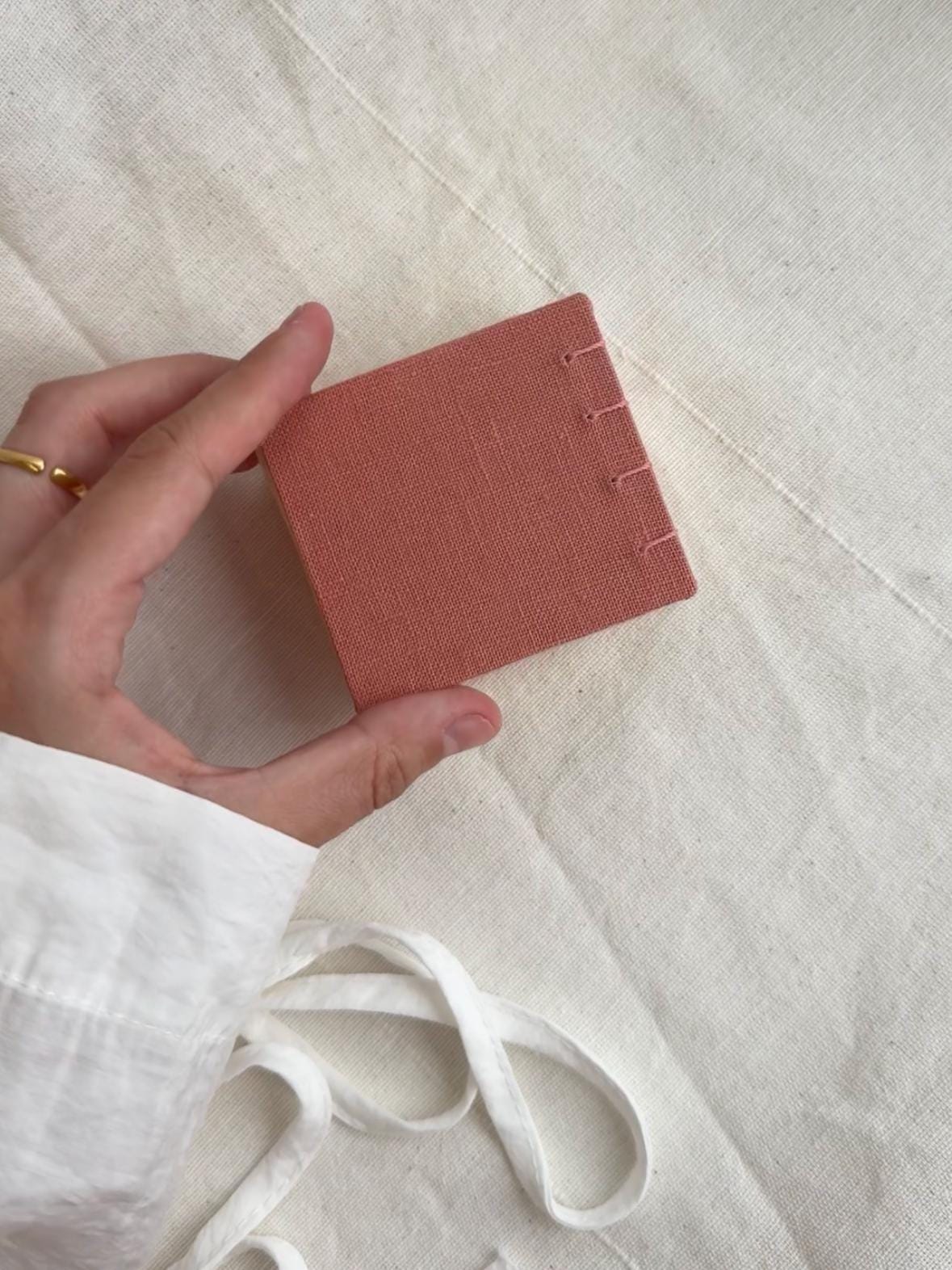 Small notebook with peony watercolour, sketchbook, mini photo book