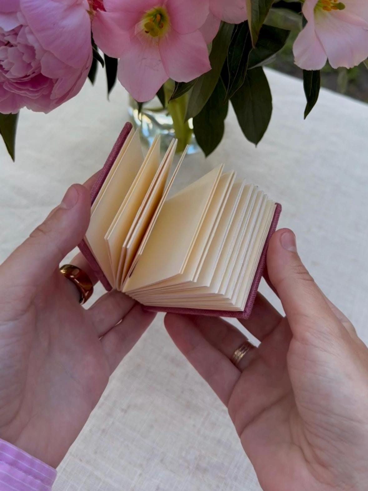 Small notebook with peony watercolour, sketchbook, mini photo book