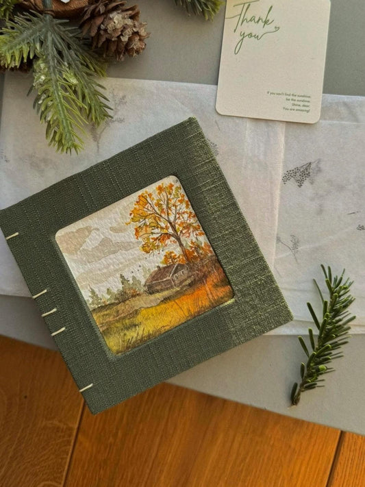 Notebook with watercolour painting, sketchbook