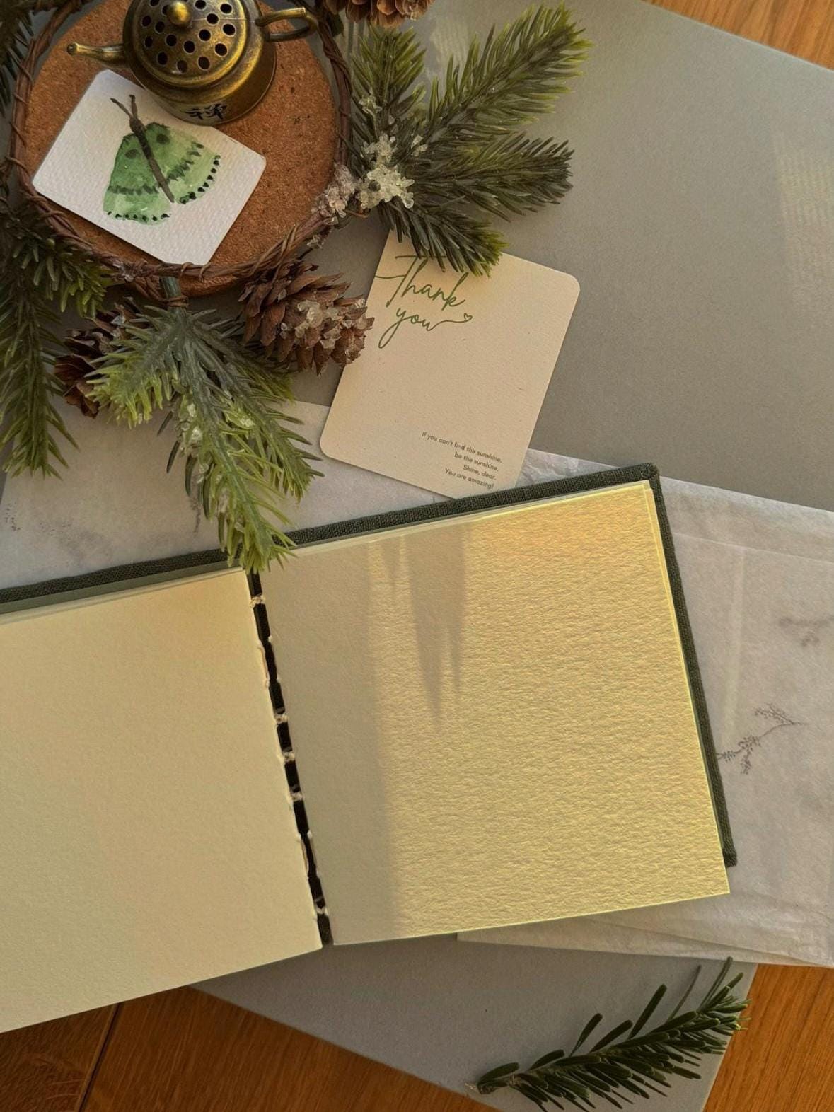 Notebook with watercolour painting, sketchbook