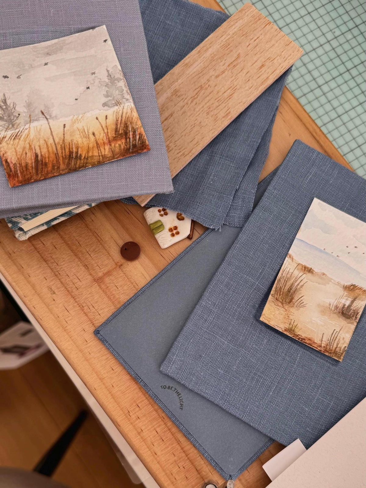 Notebook with watercolour painting, sketchbook