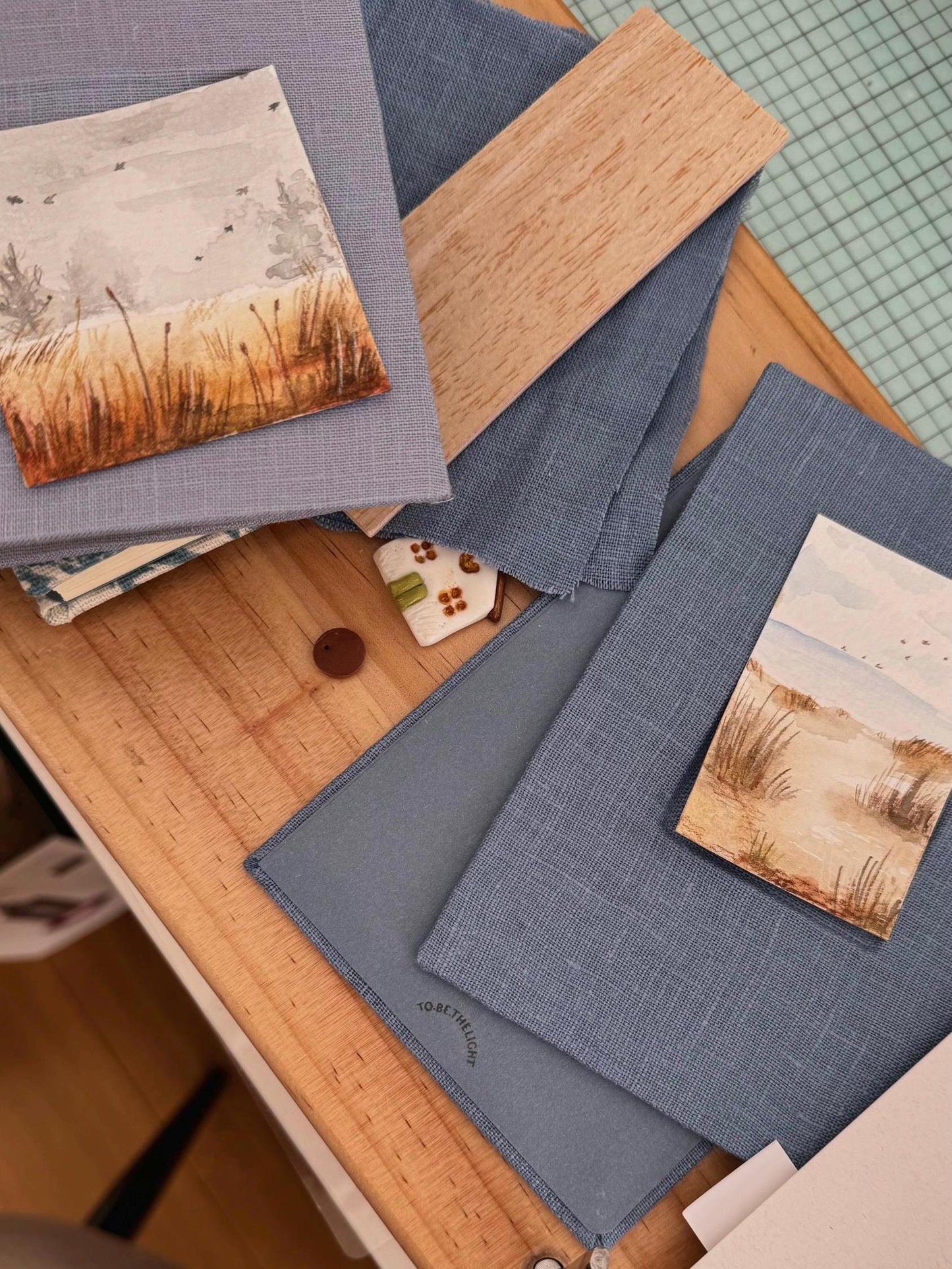 Notebook with watercolour painting, sketchbook