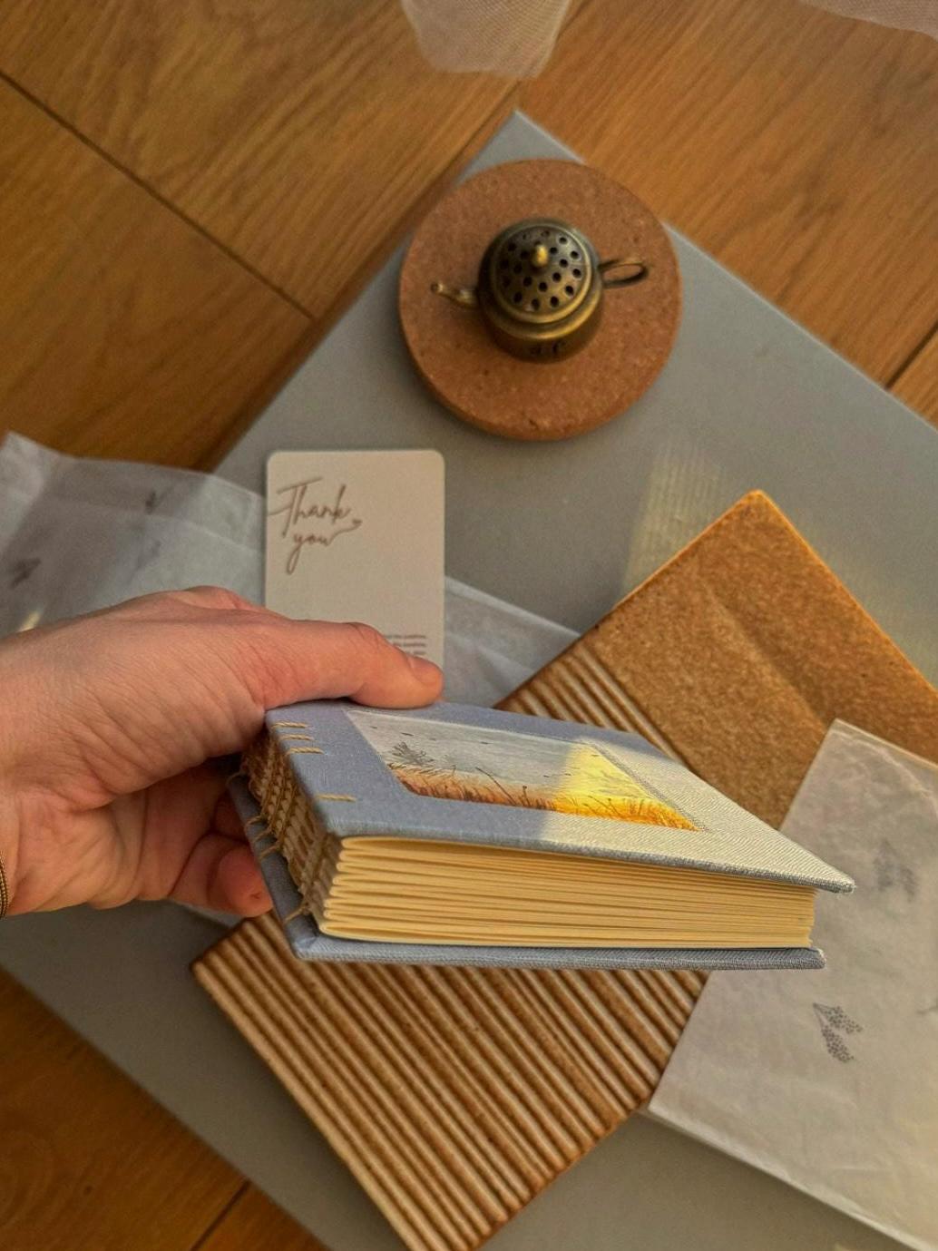 Notebook with watercolour painting, sketchbook