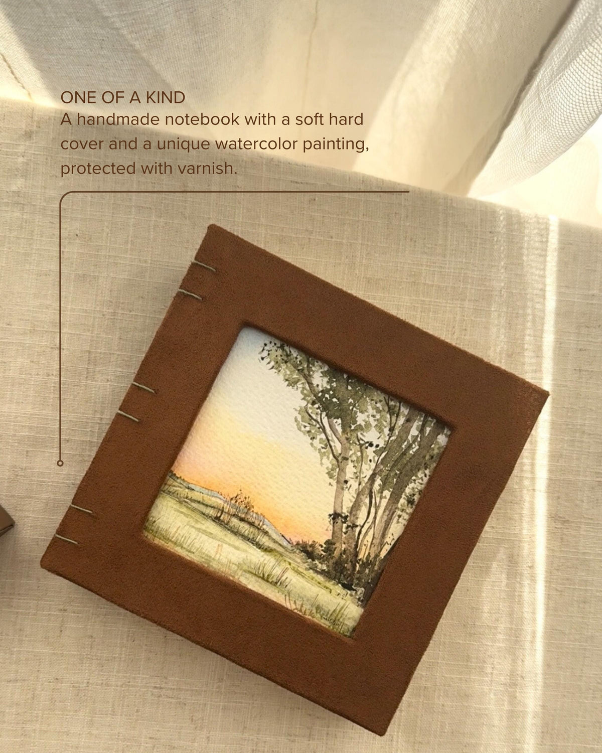 One of a kind notebook with watercolor illustration, sketchbook