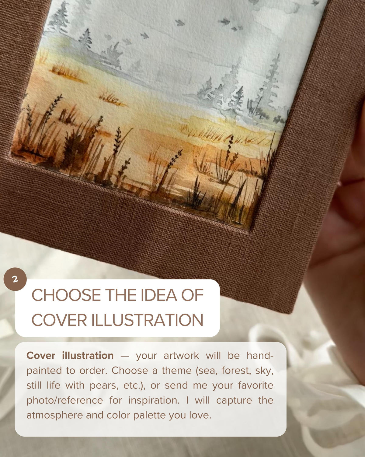 Personalized notebook with watercolor painting + postcard, custom unique gift