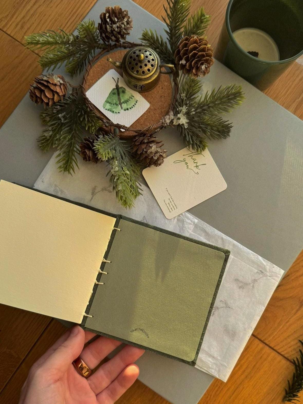 Notebook with watercolour painting, sketchbook