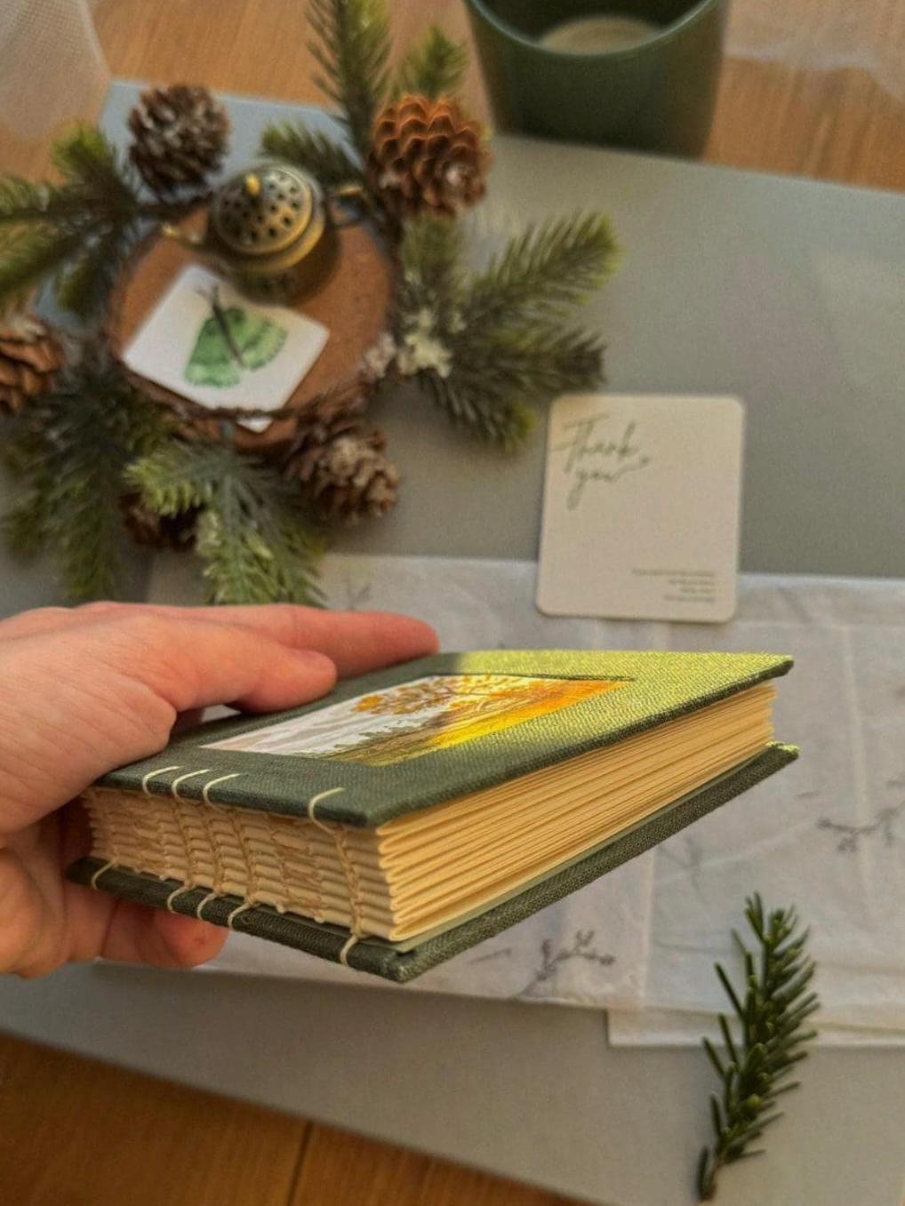 Notebook with watercolour painting, sketchbook