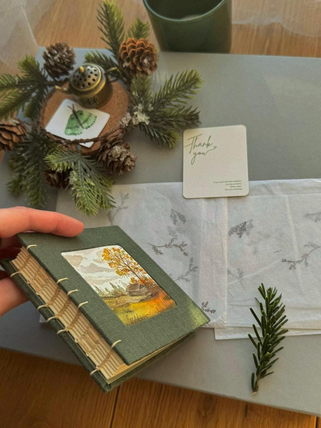 Notebook with watercolour painting, sketchbook