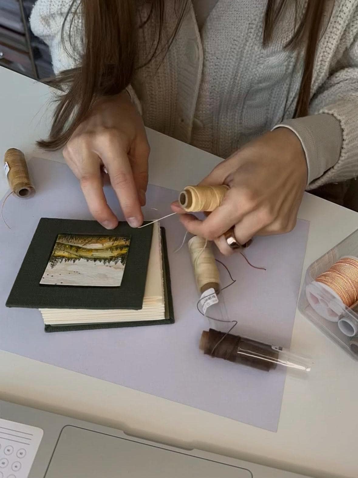 Notebook with watercolour painting, sketchbook